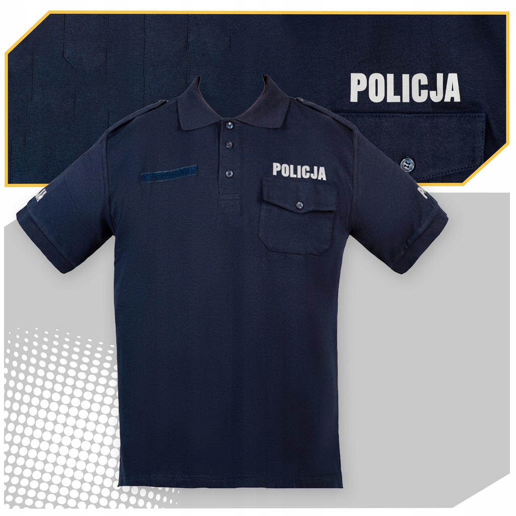 Koszulka Polo Policja Męska Z Pagonami Bawełna Granatowa Służbowa Marka Modus